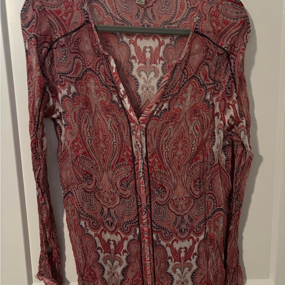 Lucky Brand Red Paisley Blouse